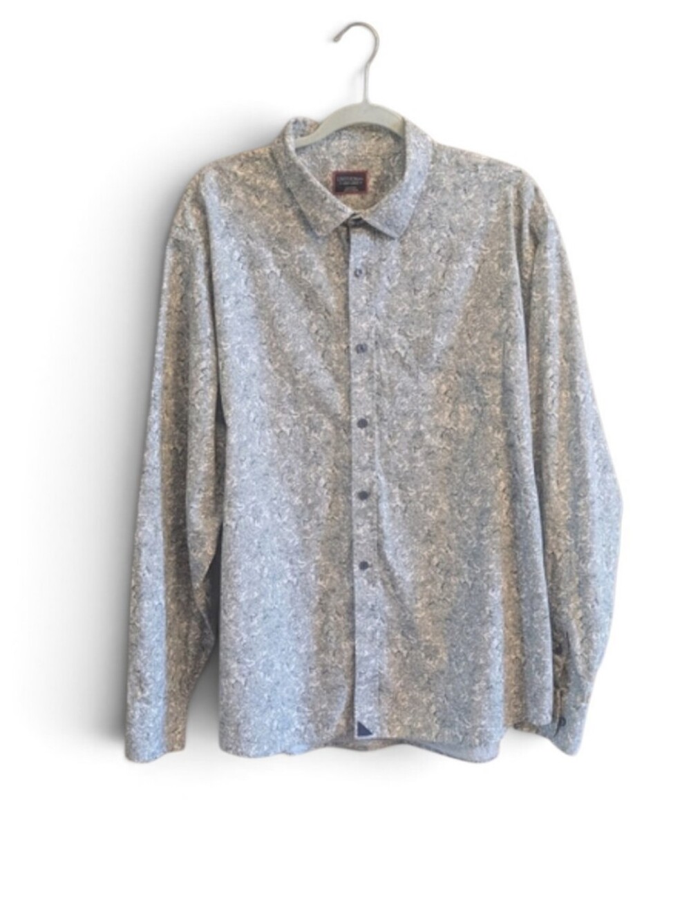 UNTUCKit Clune Gray Off Wht Floral Cotton Long Sleeve Button Down Shirt 3XL
